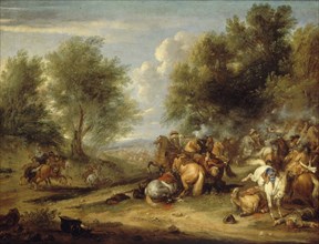 Choc de cavalerie ou Combat de cavalerie, between 1652 and 1690. Battle scene, cavalry.