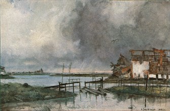 ''En Belgique; les inondations devant Saint-Georges.', c1915. Creator: Francois Flameng.
