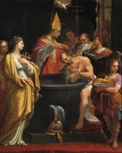 The baptism of Clovis, 1676. Found in the collection of the Musée des Beaux-Arts, Reims.