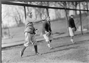 Bert Gallia, Joe Boehling, Unidentified, Washington American League (Baseball), ca. 1913.