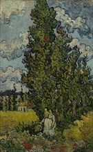 Cypresses and Two Women, 1890. Found in the collection of the Van Gogh Museum, Amsterdam.