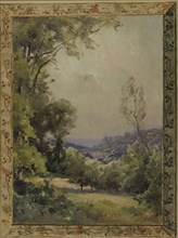 Esquisse pour la mairie de Bagneux : Paysage, c.1901. Wooded landscape, view of a valley.