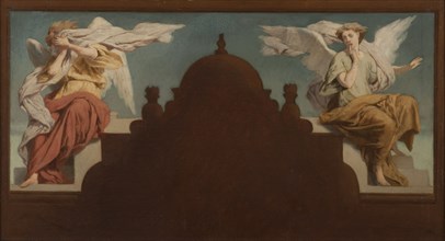 Esquisse pour l'église Saint-Etienne-du-Mont : Deux anges assis, 1874. Two seated angels.
