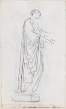 Statue of a Roman Woman (Female Deity?) Seen from the Side [verso], probably c. 1754/1765.