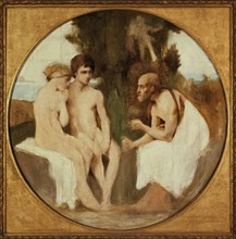 Philétas instruisant Daphnis et Chloé, c.1875. Philitas of Cos instructing Daphnis and Chloe.