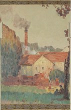 Esquisse pour la mairie de Fresnes : paysage rural en lisière de forêt, 1905. Rural landscape.