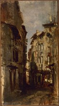 Vieilles maisons, between 1850 and 1900. Old houses. Street scene in southern France or Italy.