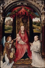 Virgin and Child with angel and donor, after Memling, between 1499 and 1509. Creator: Unknown.