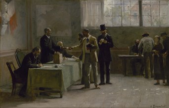 Esquisse pour la mairie des Lilas : Le suffrage universel, 1889. Creator: Alfred Henri Bramtot.