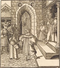 Three Men and a Boy in the Court of a Castle, to the Right Three Men on a Staircase, 1514/1516.