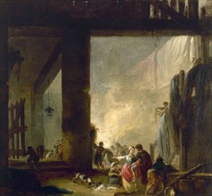 La Blanchisserie, between 1758 and 1759. The laundry. Washerwomen in an ancient building, Italy.