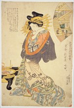 Toto Shin Yoshiwara yobidashi. (Toto Shin, a yobidashi of Yoshiwara), ca 1825. Private Collection.