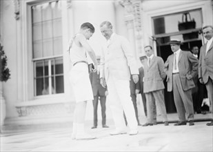 Boy Scouts - Relay Race Starting At White House, Fred Reed Shaking Hands with President Wilson, 1913.