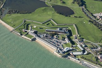 Fort Monckton, a bastioned artillery fort, Portsmouth Harbour, Hampshire, 2020. Creator: Damian Grady.