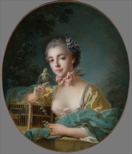 Portrait présumé de Marie-Emilie Baudouin, fille du peintre, c.1758 — 1760. Creator: Francois Boucher.