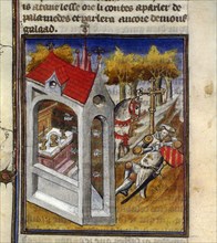 Lancelot at the Chapel of the Holy Grail. From Tristan de Léonois, Early 15th cen.. Creator: Anonymous.