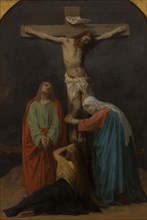 Sketch for the church of Saint-Eustache : Crucifixion, Jesus on the cross, 1856.  Creator: Emile Signol.