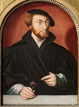 Portrait of a man with a carnation, 1535. Creator: Bruyn, Bartholomaeus (Barthel), the Elder (1493-1555).