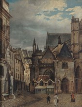 Saint-Germain-l'Auxerrois church and rue Chilpéric, around 1830, now Place du Louvre... Creator: Unknown.