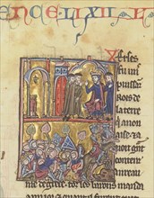 Baldwin II and Templars. Miniature from the "Historia" by William of Tyre , 13th century. Creator: Anonymous.