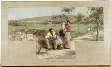 Esquisse pour la mairie d'Arcueil-Cachan : La famille - le repas de midi, 1888. Creator: Alfred Henri Bramtot.
