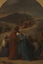 Sketch for the church of Saint-Eustache : Jesus carring the cross, the Virgin..., 1856.  Creator: Emile Signol.