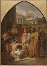 Sketch for the Saint-Séverin church: St Peter healing a cripple..., 1819. Creator: Louis Vincent Léon Pallière.
