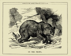 Russian Bear on the Prowl in Bulgaria, Armenia and Afghanistan (Punch magazine, 1886), 1886. Creator: Anonymous.