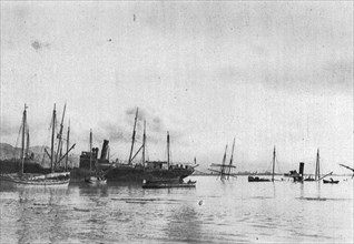 ''Sur la Cote Albanaise, a Saint-Jean-De-Medua; Transports torpilles en rade.', 1916. Creator: Samson Tchernoff.