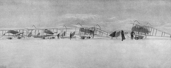 ''Escadrille francaise de Serbie surprise par un forte chute de neige pres de Prizrend.', 1916. Creator: Unknown.