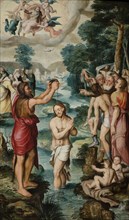 The Baptism of Christ (Triptych, left side panel), 1560. Creator: Robionoy, Jean de (active Mid of the 16th cen.).