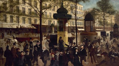 Esquisse pour un panorama du boulevard Montmartre animé des personnalités parisiennes..., c1880. Creator: Andre Gill.
