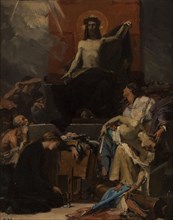 Esquisse pour l'église Saint-Nicolas-des-Champs : Le Christ Rédempteur, Le Christ..., c.1877. Creator: Albert Maignan.