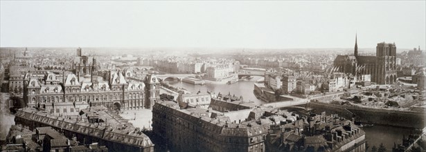 Panorama taken from Tour Saint-Jacques towards Ile de la Cité, 1st and 4th arrondissements..., 1867. Creator: Unknown.