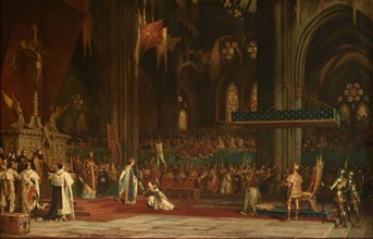 The coronation of Charles VII in the Rheims Cathedral, 17 July 1429, 1861. Creator: Comte, Pierre Charles (1823-1895).