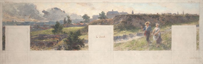 Esquisse pour la mairie de Bagnolet : Vues des environs de Bagnolet. L'Ouest - Charonne..., 1893. Creator: Louis Beroud.