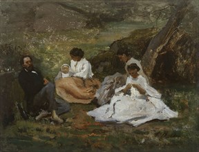 Réunion de famille à Bourron-Marlotte (Théodore de Banville dans la forêt de Fontainebleau), 1857. Creator: Jules Breton.
