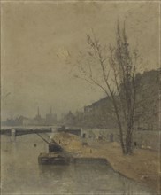 Esquisse pour la galerie des Tourelles nord de l'Hôtel de Ville de Paris : La Seine au..., c.1890. Creator: Rene Billotte.