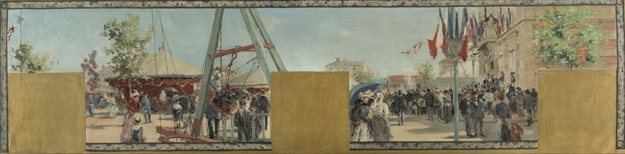 Esquisse pour la mairie de Bagnolet : Eté. La fête de Bagnolet le jour du couronnement..., 1893. Creator: Pierre Vauthier.