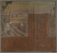 DELETE - duplicate Esquisse pour la mairie de Créteil :Paysage - entrée de Créteil..., 1898. Creator: Eugene Martial Simas.