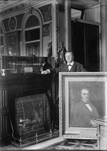 George E. Badger, Secretary of The Navy, 1841 and Secretary Daniels with Portrait of Badger, 1913. Creator: Harris & Ewing.