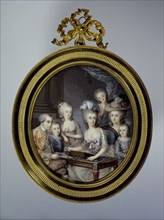 Portrait de Wilhelmine de Prusse, princesse d'Orange-Nassau, en miniaturiste entourée de..., 1784. Creator: De Saint-Ligie.