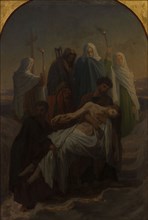 Sketch for the church of Saint-Eustache : the deposition from the cross, the burial of Christ, 1856. Creator: Emile Signol.