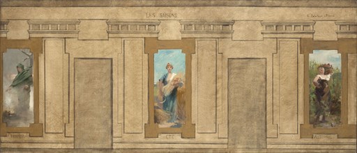 Esquisse pour la mairie de Courbevoie : Les Saisons. Hiver, été, automne, 1884. Creators: Ernest Jean Delahaye, Louis Picard.