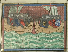 Crusader Fleet (From "Li rommans de Godefroy de Buillon et de Salehadin"), 1337. Creator: Maître de Fauvel (active 1314-1340).