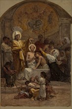 Esquisse pour l'église Saint-Augustin : Le Baptême de saint Augustin, 1870 — 1874. Creator: Diogene Ulyssee Napoleon Maillart.