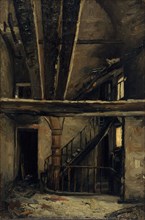 Un escalier de l'Opéra-Comique, après l'incendie du 15 mai 1887, place Boieldieu, 2ème arrondiss... Creator: Henri-Martin Vos.