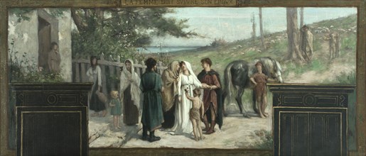 Esquisse pour la mairie du 15e arrondissement : La femme doit suivre son époux, c.1883 - 1884. Creator: Franois Alfred Delobbe.