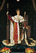 Portrait of King Charles X of France (1757-1836) in Anointment Robe, 1829. Creator: Ingres, Jean Auguste Dominique (1780-1867).