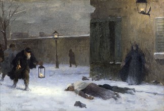 Esquisse pour le cabinet du préfet à l'Hôtel de Ville : La recherche des blessés durant..., 1889. Creator: Paul Albert Baudouin.